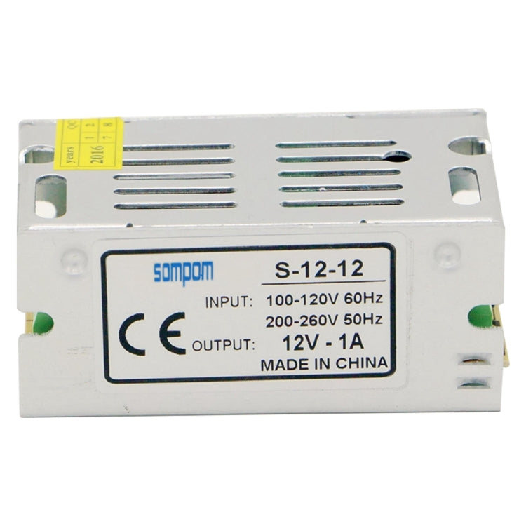 SOMPOM S-12-12 12W 12V 1A Alimentation pour moniteur d'éclairage de bande LED avec coque en fer