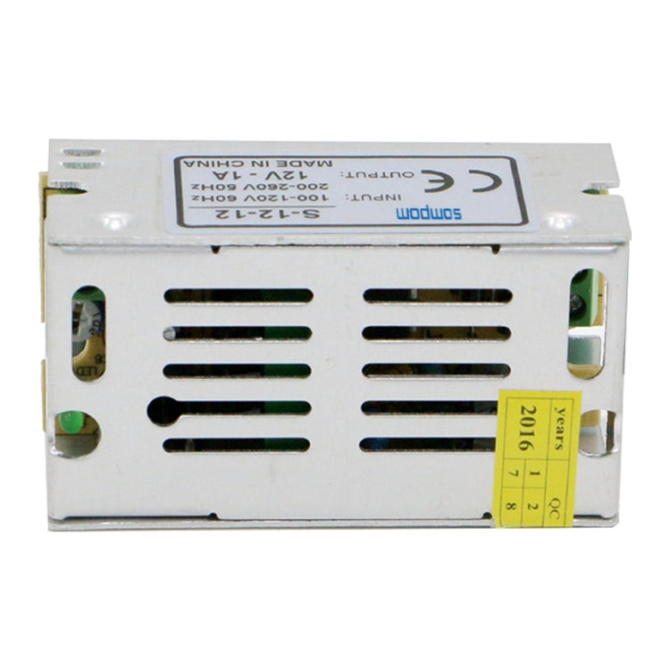 SOMPOM S-12-12 12W 12V 1A Alimentation pour moniteur d'éclairage de bande LED avec coque en fer