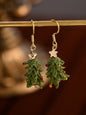 Tiny Christmas Tree Dangle Earrings – Hand-Crocheted Holiday Charm