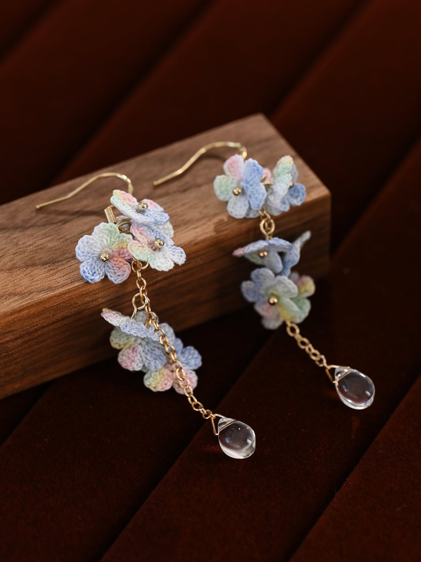 Blossoming Micro-Crochet Forget-Me-Not Earring Danglers – Tiny Flowers, Big Elegance