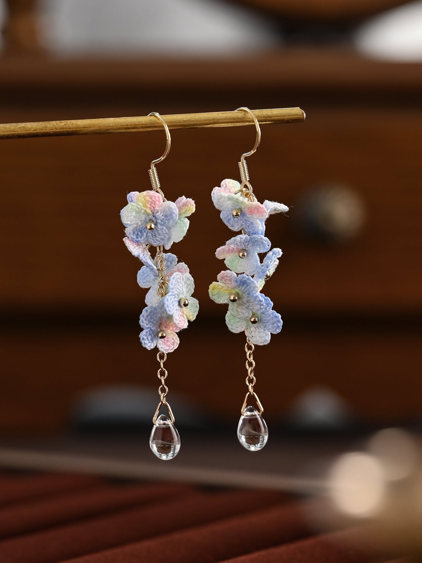 Blossoming Micro-Crochet Forget-Me-Not Earring Danglers – Tiny Flowers, Big Elegance