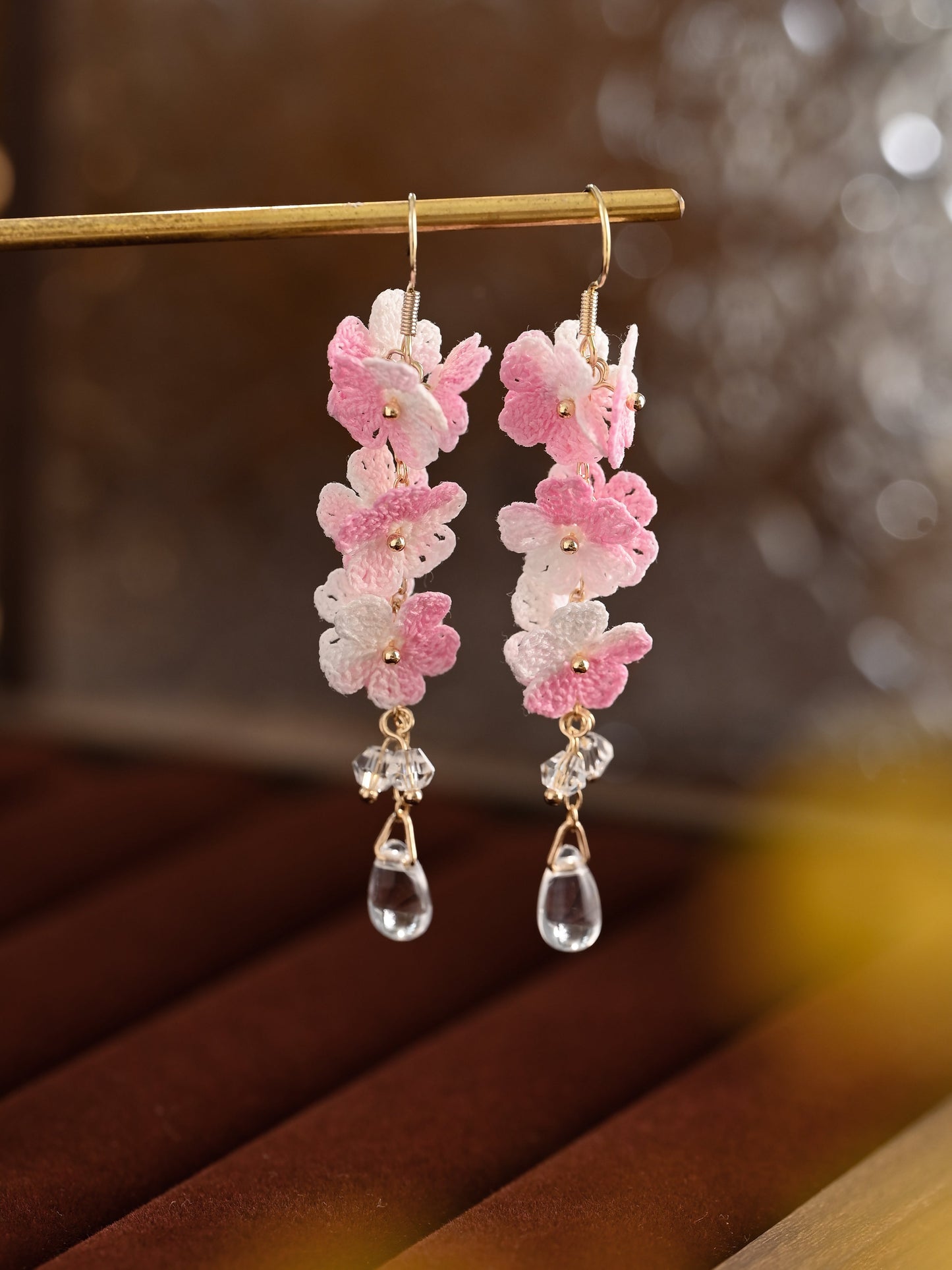 Blossoming Micro-Crochet Forget-Me-Not Earring Danglers – Tiny Flowers, Big Elegance