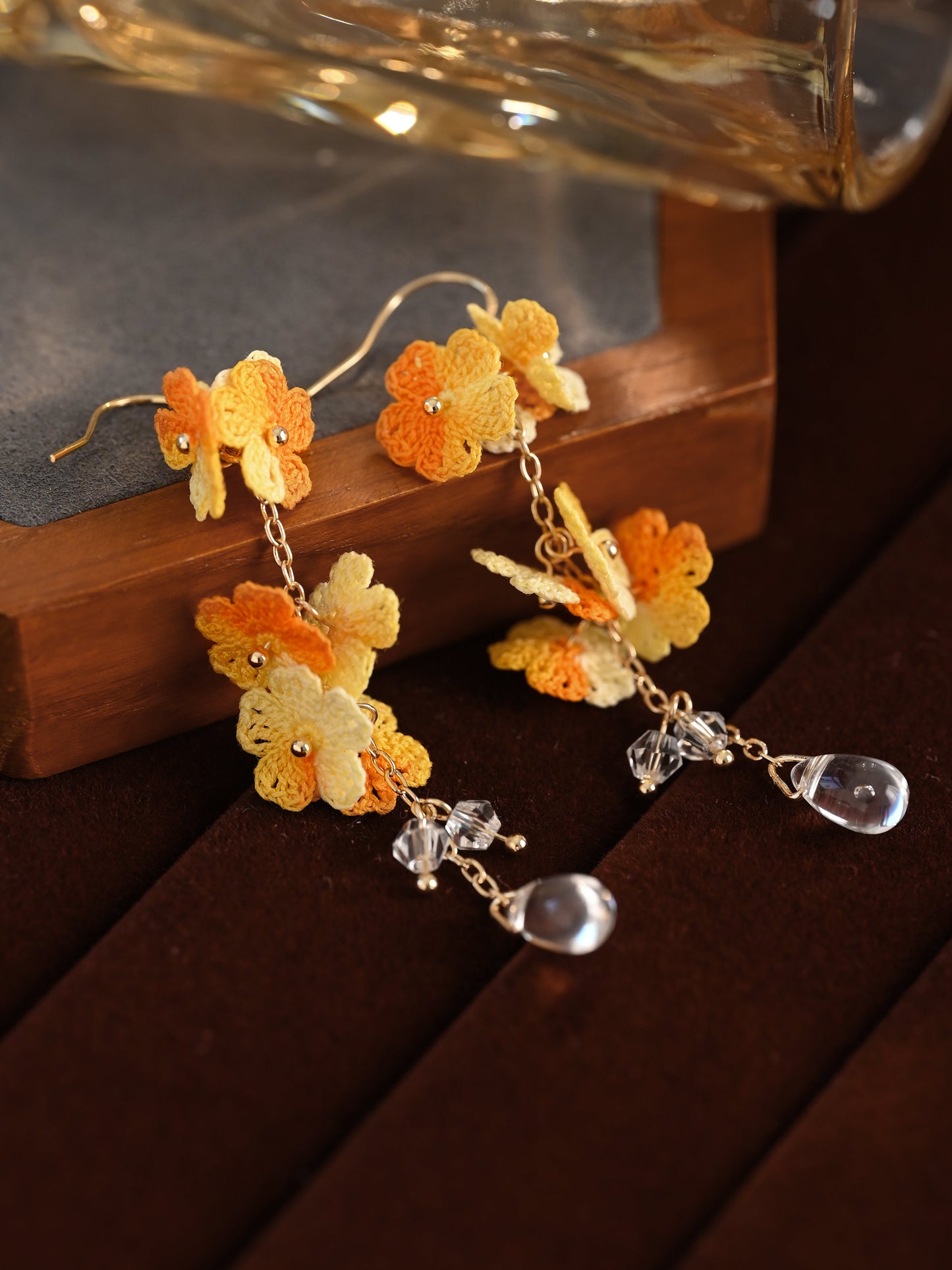Blossoming Micro-Crochet Forget-Me-Not Earring Danglers – Tiny Flowers, Big Elegance