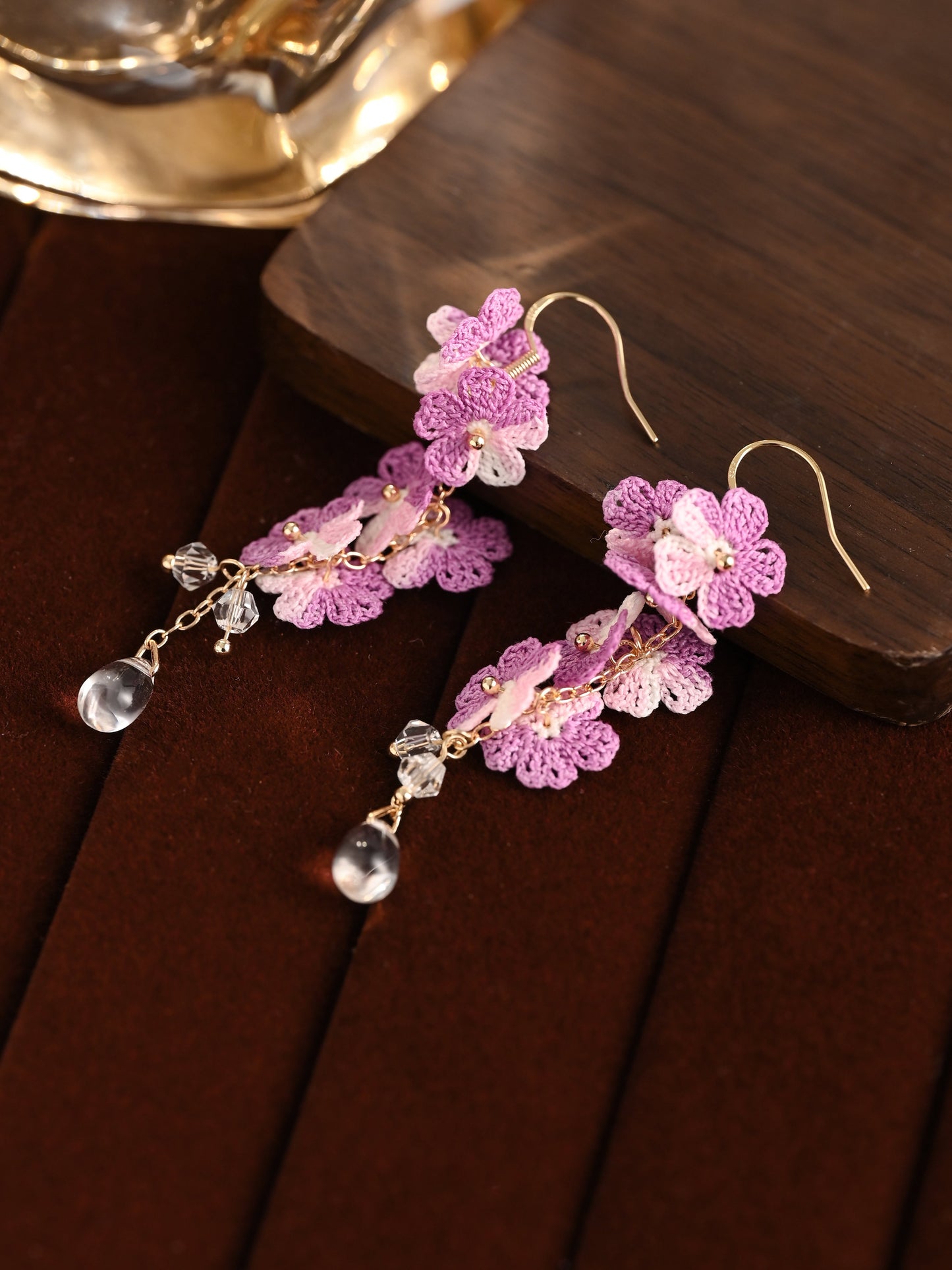 Blossoming Micro-Crochet Forget-Me-Not Earring Danglers – Tiny Flowers, Big Elegance