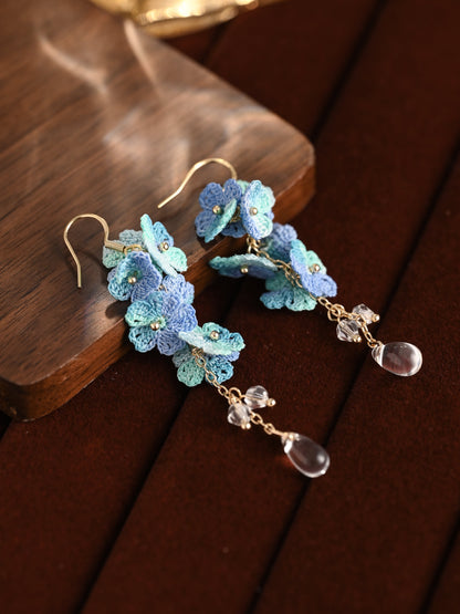 Blossoming Micro-Crochet Forget-Me-Not Earring Danglers – Tiny Flowers, Big Elegance