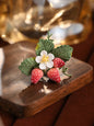 🍓 Berry Sweet Summer Strawberry Micro Crochet Brooch