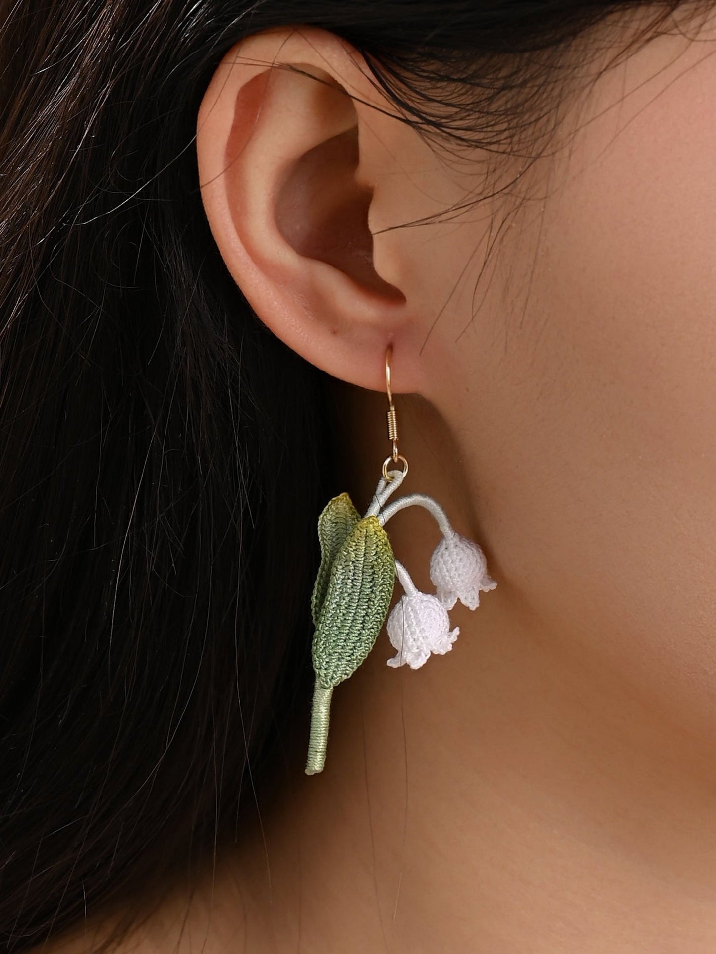 Lily of the Valley Micro Crochet Earrings