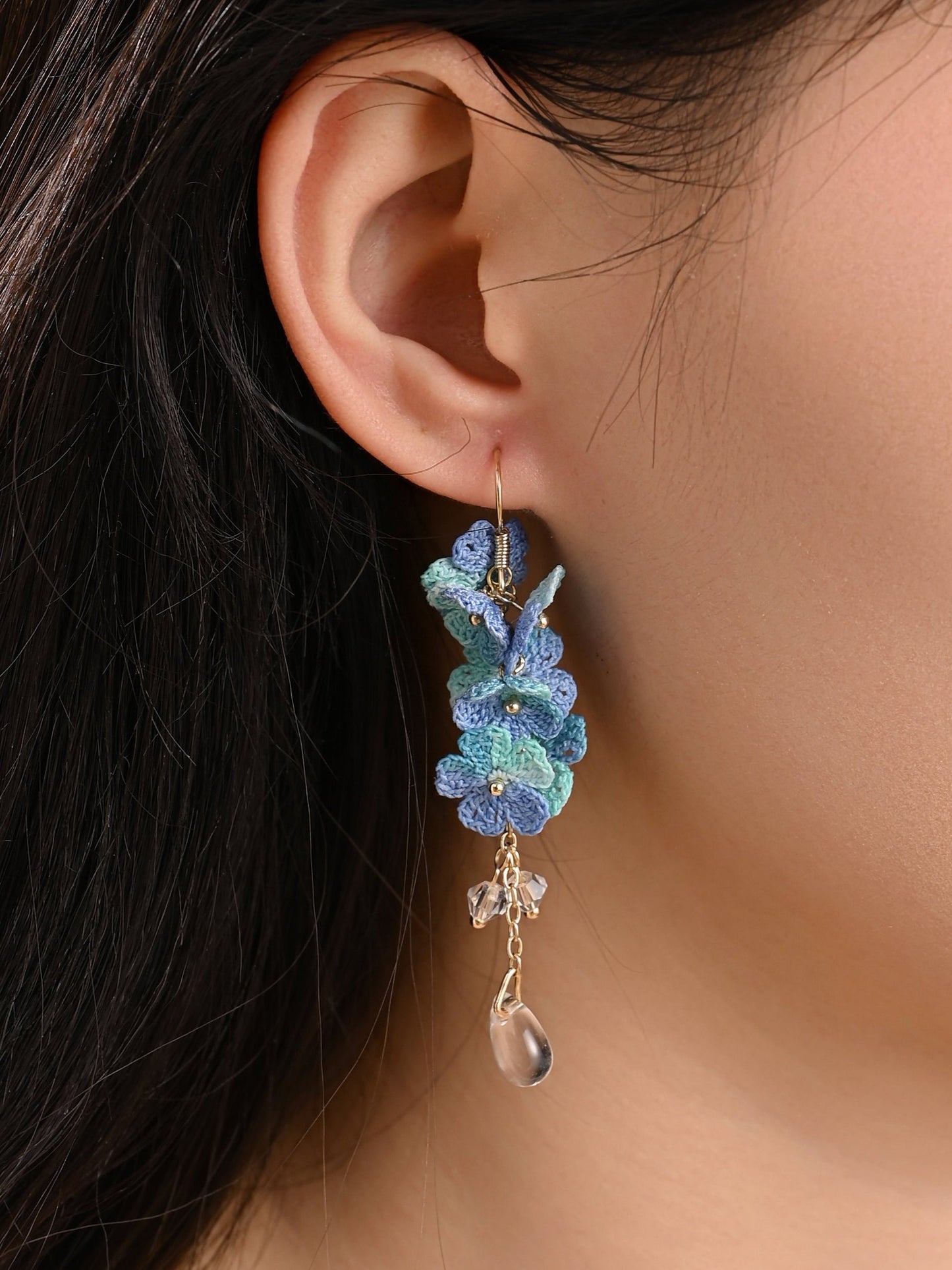 Blossoming Micro-Crochet Forget-Me-Not Earring Danglers – Tiny Flowers, Big Elegance