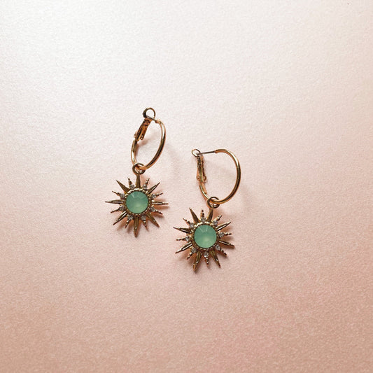Solina Aqua Gem Hoop Earrings