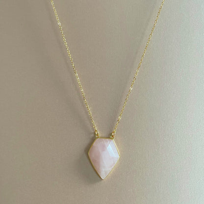 Athena Luxe Faceted Rose Quartz Necklace