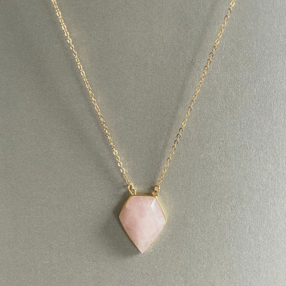 Athena Luxe Faceted Rose Quartz Necklace