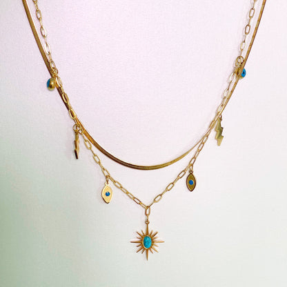 Cleopatra 18k Gold Plated Double Layered Charm Necklace