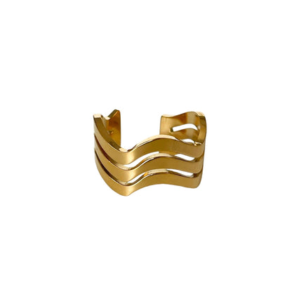 Auris Luxe 18k Gold Plated Wave Ring