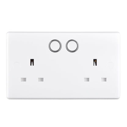 British General Slim Nexus Double Switched 13A Power Socket + Smart Home Control - White