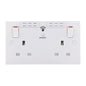 British General Square Edge 13A 2 Gang Switched Socket with Wi-Fi Extender - White