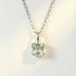 Large Silver Green Quartz Necklace - Giselle