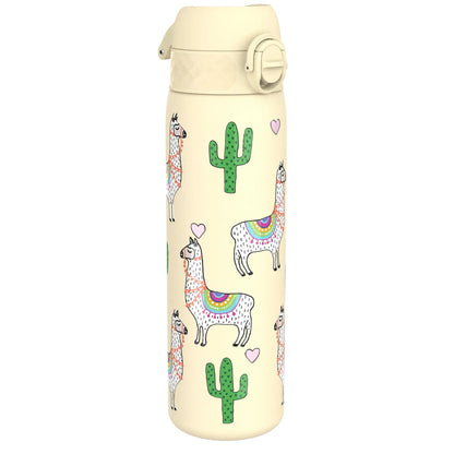Leak Proof Slim Water Bottle, Stainless Steel, Llamas, 600ml (20oz)