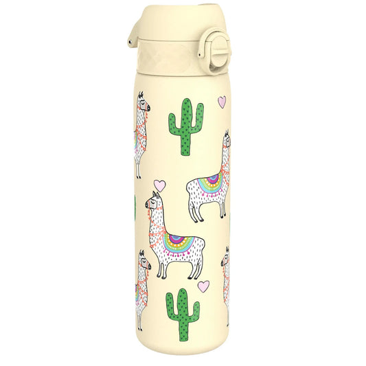 Leak Proof Slim Water Bottle, Stainless Steel, Llamas, 600ml (20oz)