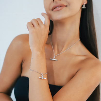 Cassia T-Bar Huggie Earrings | 925 Sterling Silver
