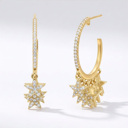 Lyra Star Hoop Earrings | 18K Gold Plated