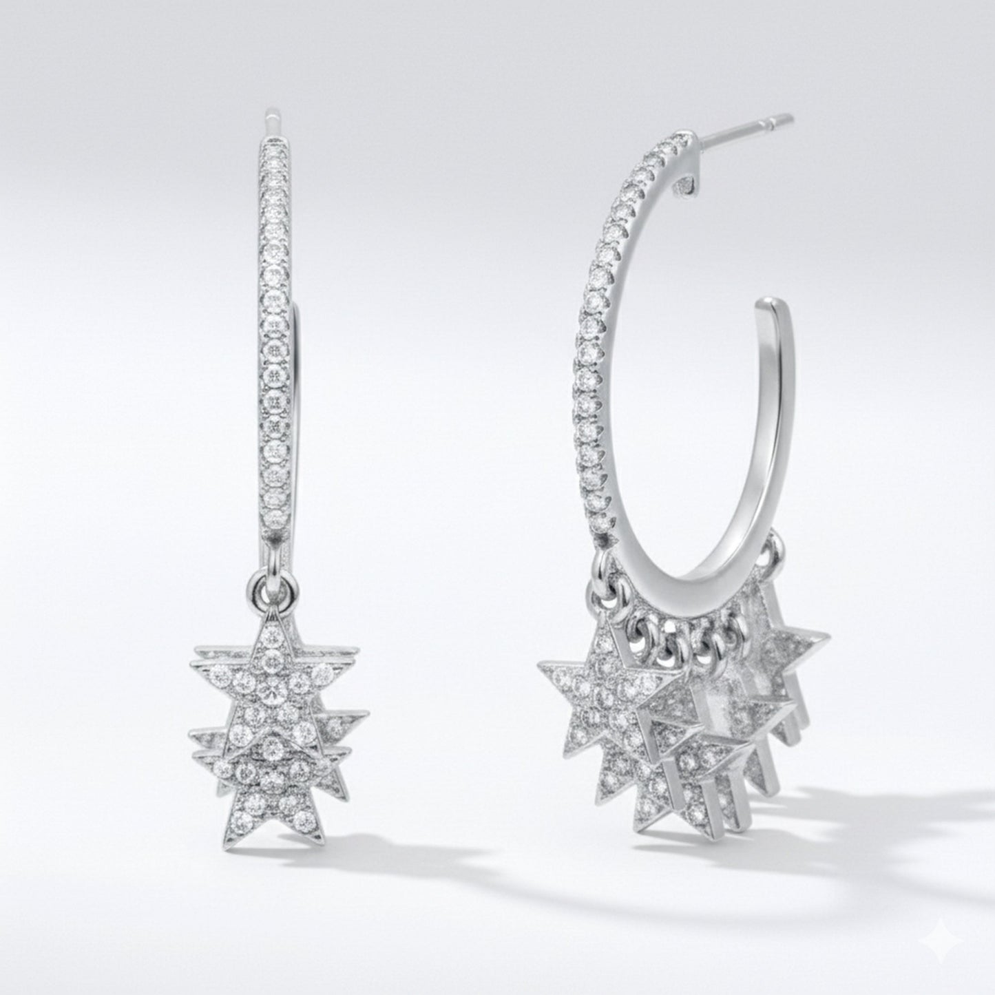 Lyra Star Hoop Earrings | 925 Sterling Silver