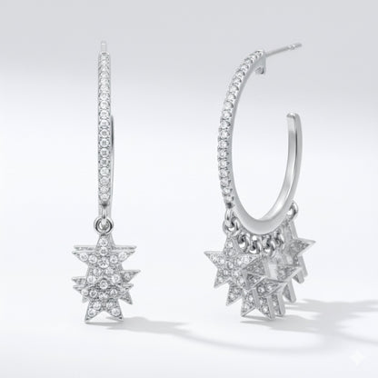 Lyra Star Hoop Earrings | 925 Sterling Silver