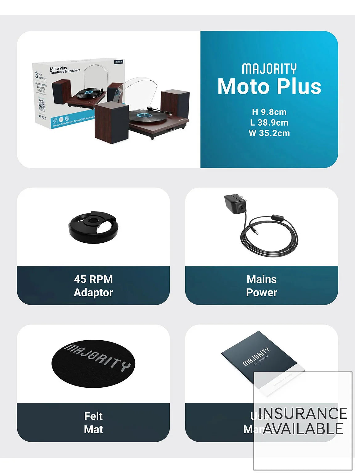 MAJORITY MOTO PLUS TURNTABLE UK