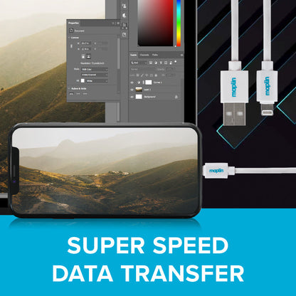 Maplin Premium Apple MFI Certified Tangle-Free Lightning to USB-A 2.0 Cable - White, 1.5m