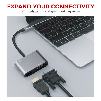 Nikkai USB-C Hub - HDMI 4K, VGA & Audio Multiport