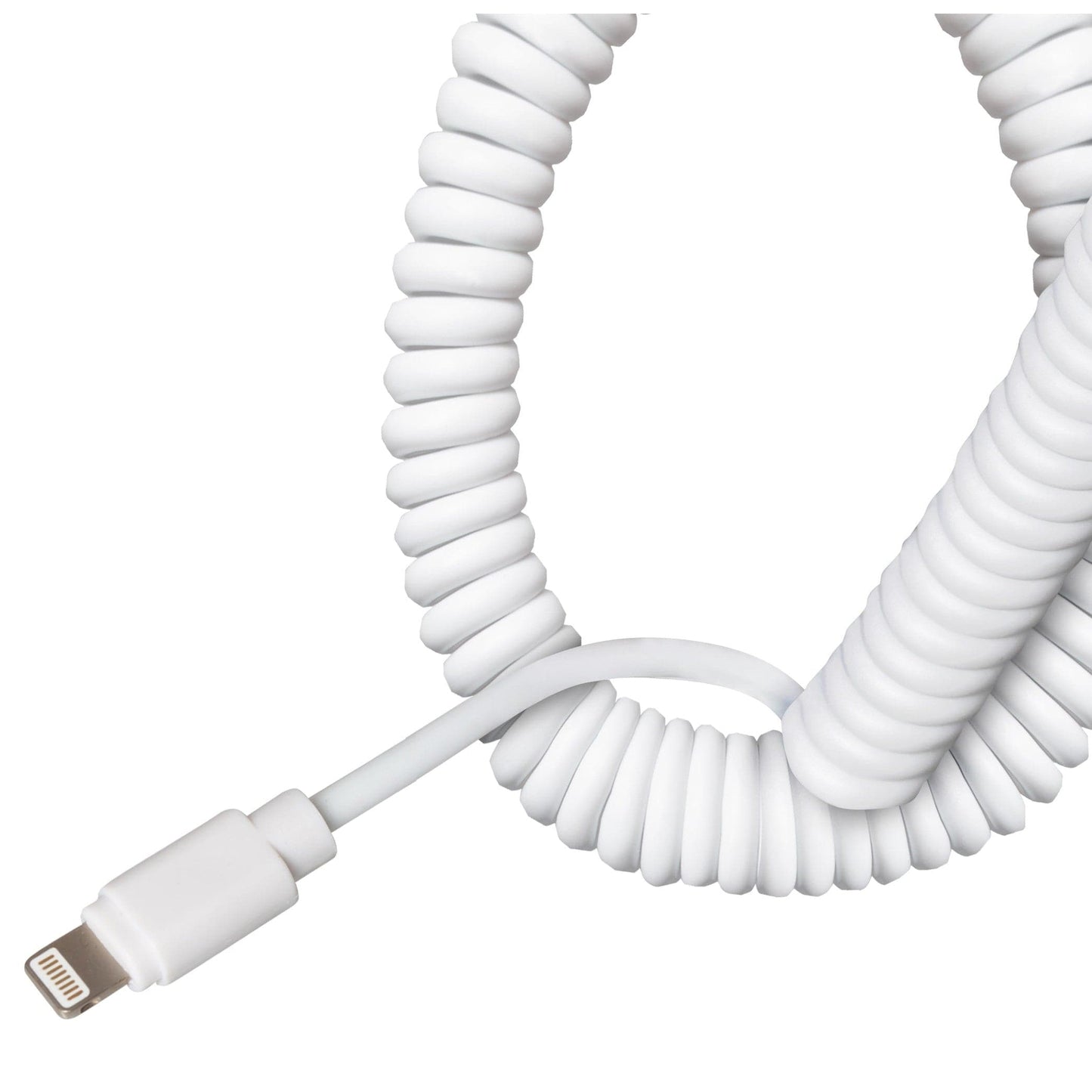 Maplin Premium Apple MFI Certified Lightning to USB-A 2.0 Coiled Cable - White, 0.5m