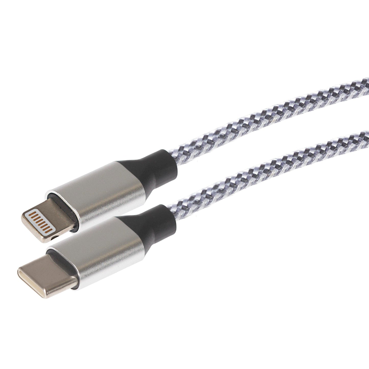 Câble tressé haute vitesse Maplin Lightning vers USB-C 20W - Argent, 1 m