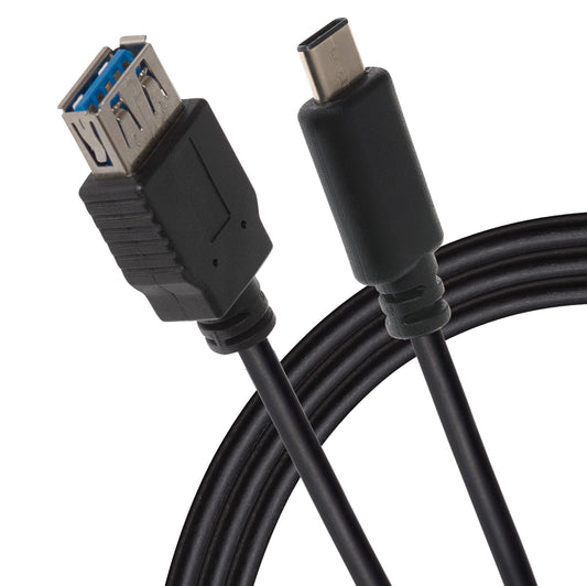 Câble adaptateur Maplin Pro USB-C mâle vers USB-A 3.1 femelle Gen 2 60W transfert de données et chargement super rapide - Noir, 1m