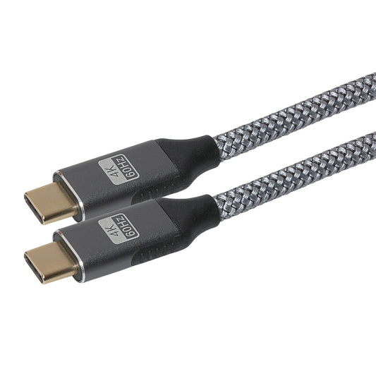 Câble tressé Maplin Pro USB-C vers USB-C Gen2 100W 20Gbps Power Delivery Super Speed Data Transfer & Charging - Argent, 3m