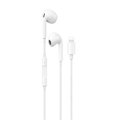 Écouteurs filaires hybrides Maplin Lightning avec appels mains libres et bouton de volume - Blanc