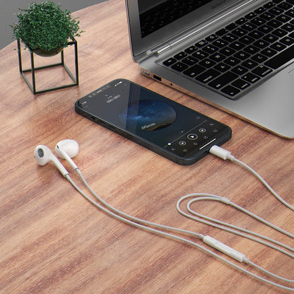 Écouteurs filaires hybrides Maplin Lightning avec appels mains libres et bouton de volume - Blanc