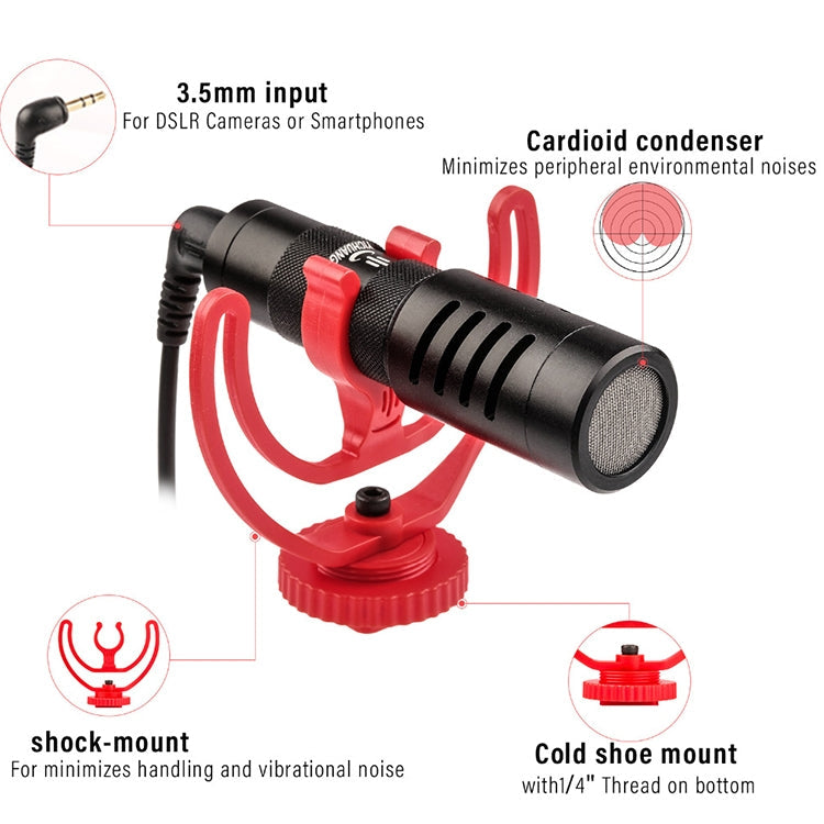 Microphone portable réducteur de bruit à pointage YICHUANG YC-VM100, port 3,5 mm