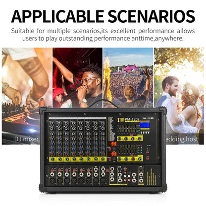 XTUGA PM1202 900W 10 Channel Stage Power Mixer 24Bit Multil-FX Processor Dual 99 DSP Effect DJ Amplifier (UK Plug)