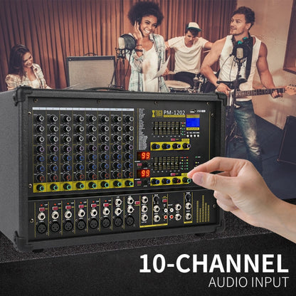 XTUGA PM1202 900W 10 Channel Stage Power Mixer 24Bit Multil-FX Processor Dual 99 DSP Effect DJ Amplifier (UK Plug)