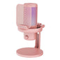 FEELWORLD VM1-XS USB Condenser Gaming Microphone for Streaming Noise Cancellation Mute RGB Light Desktop Stand (Pink)