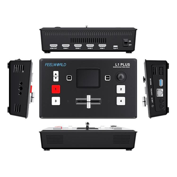 FEELWORLD L1 PLUS Multi-camera Video Mixer Switcher Touch Screen PTZ Control USB3.0 Fast Streaming Switcher (US Plug)