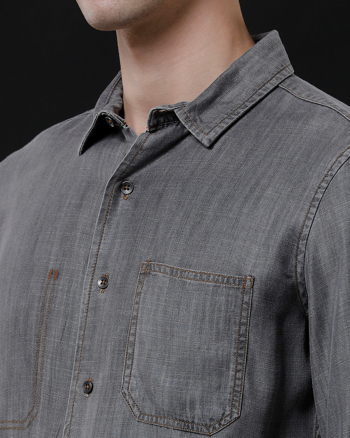 Men's Slim Fit Solid Denim Casual Shirt (MOGLI)