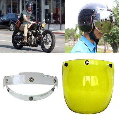 Visière Bulle pour Casque de Moto Soman, Visière de Casque Ouvert, Pare-Brise de Casque avec Cadre Transparent (Jaune)