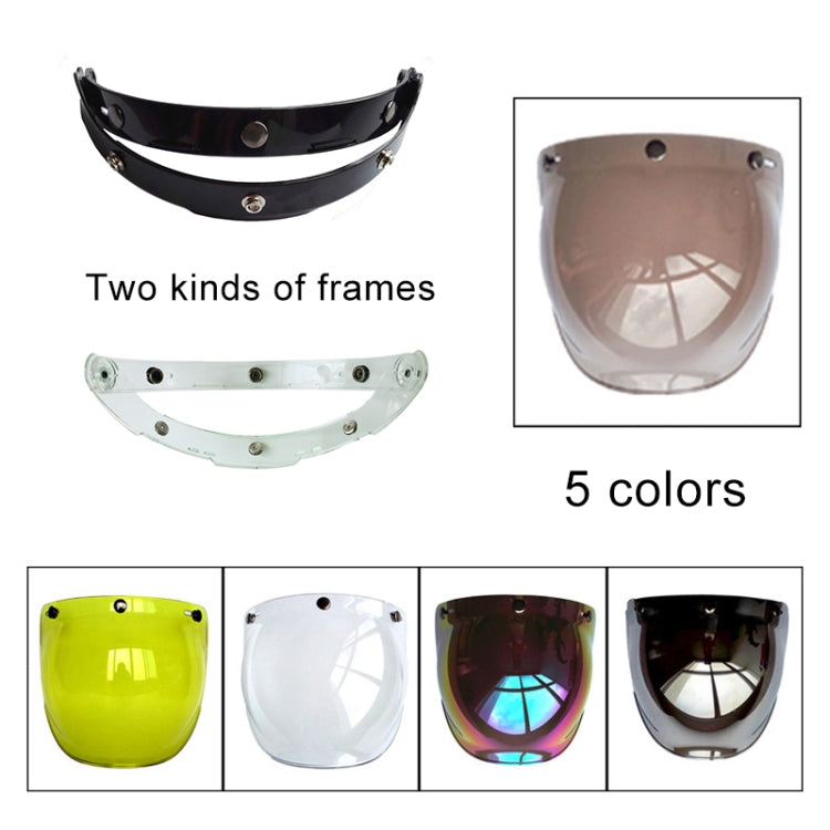 Visière Bulle pour Casque de Moto Soman, Visière de Casque Ouvert, Pare-Brise de Casque avec Cadre Transparent (Jaune)
