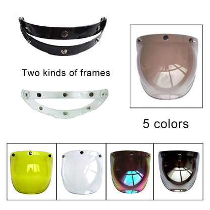 Visière Bulle pour Casque de Moto Soman, Visière de Casque Ouvert, Pare-Brise de Casque avec Cadre Transparent (Jaune)