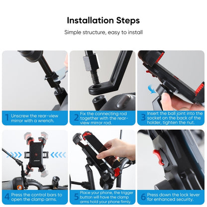 JOYROOM JR-ZS288 Motorcycle Mobile Phone Mount Holder (Black)
