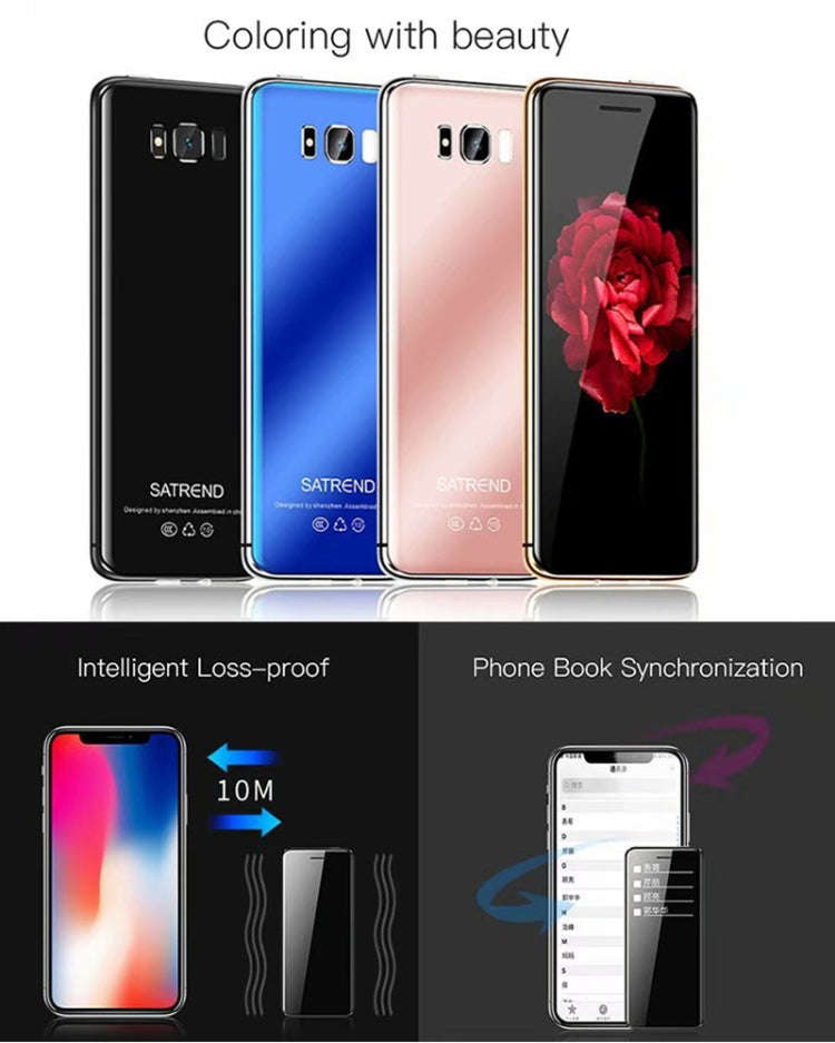 Téléphone portable carte SATREND S10, écran tactile 2,4 pouces, MTK6261D, compatible Bluetooth, FM, GSM, double SIM (noir)