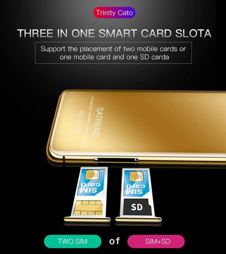 Téléphone portable carte SATREND S10, écran tactile 2,4 pouces, MTK6261D, compatible Bluetooth, FM, GSM, double SIM (noir)