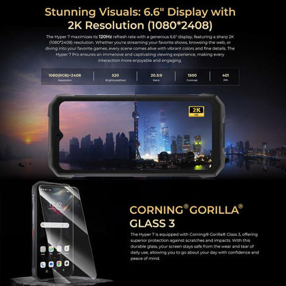 [HK Warehouse] HOTWAV Hyper 7 Rugged Phone, 8GB+256GB, 10800mAh, 6.6 inch Android 14 MediaTek Dimensity 7050 5G, Network: 5G, OTG, NFC (Black)