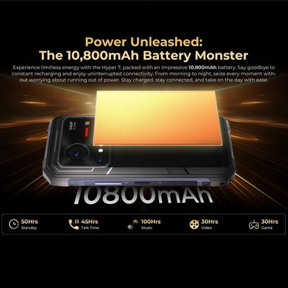 [Entrepôt HK] Téléphone durci HOTWAV Hyper 7, 8 Go+256 Go, 10800 mAh, Android 14 de 6,6 pouces MediaTek Dimensity 7050 5G, Réseau : 5G, OTG, NFC (Jaune Punk)