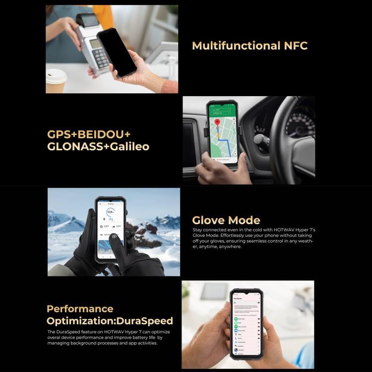 [Entrepôt HK] Téléphone durci HOTWAV Hyper 7, 8 Go+256 Go, 10800 mAh, Android 14 de 6,6 pouces MediaTek Dimensity 7050 5G, Réseau : 5G, OTG, NFC (Jaune Punk)